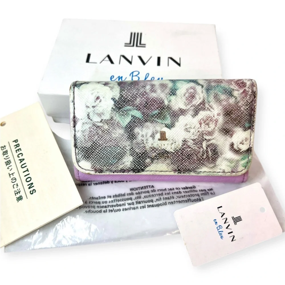 Lanvin en Bleu Pastel Floral Key Case Card Holder